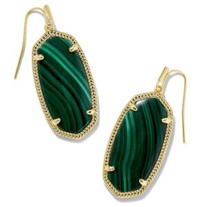 Kendra Scott Elle Gold Drop Earrings in Green Malachite